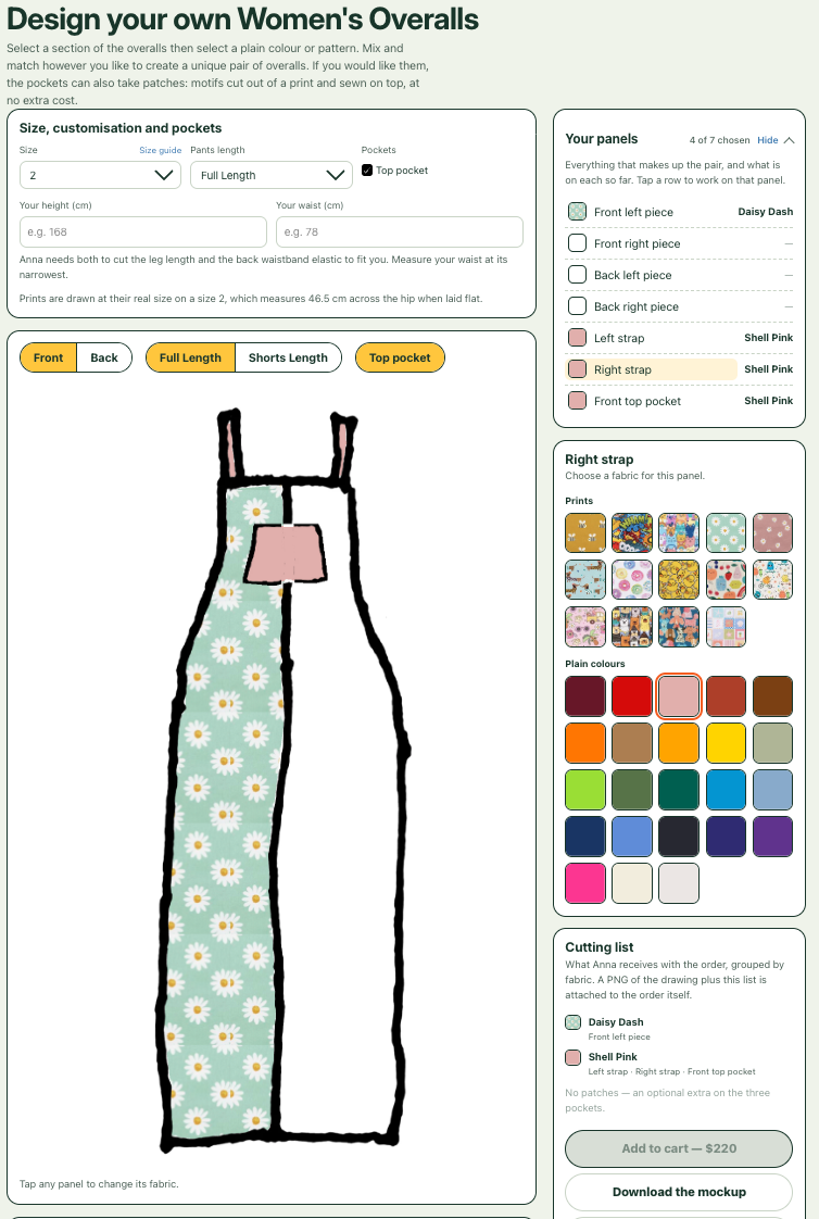 Click to Design Women's overalls here!